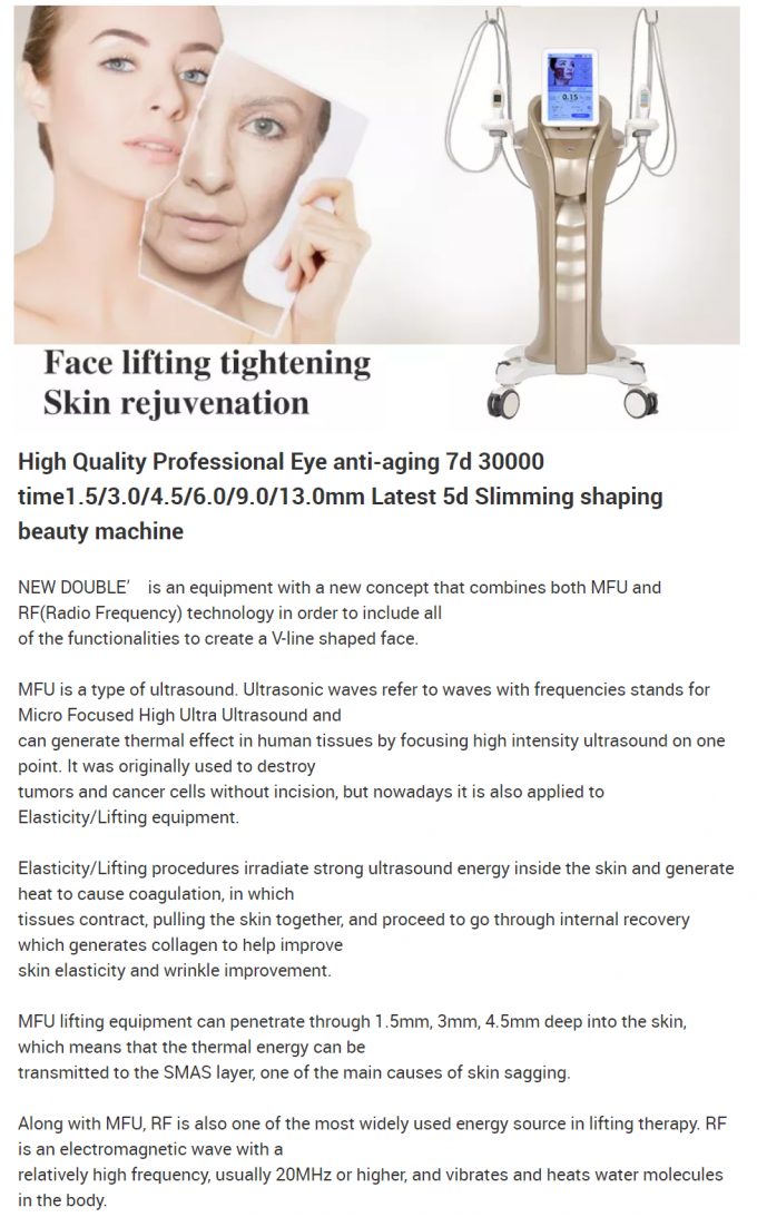 Multi-functional MFU RF  HIFU Machine for Face and Body Skin Tightening and Lifting with 4 Handles and 10 Cartridges