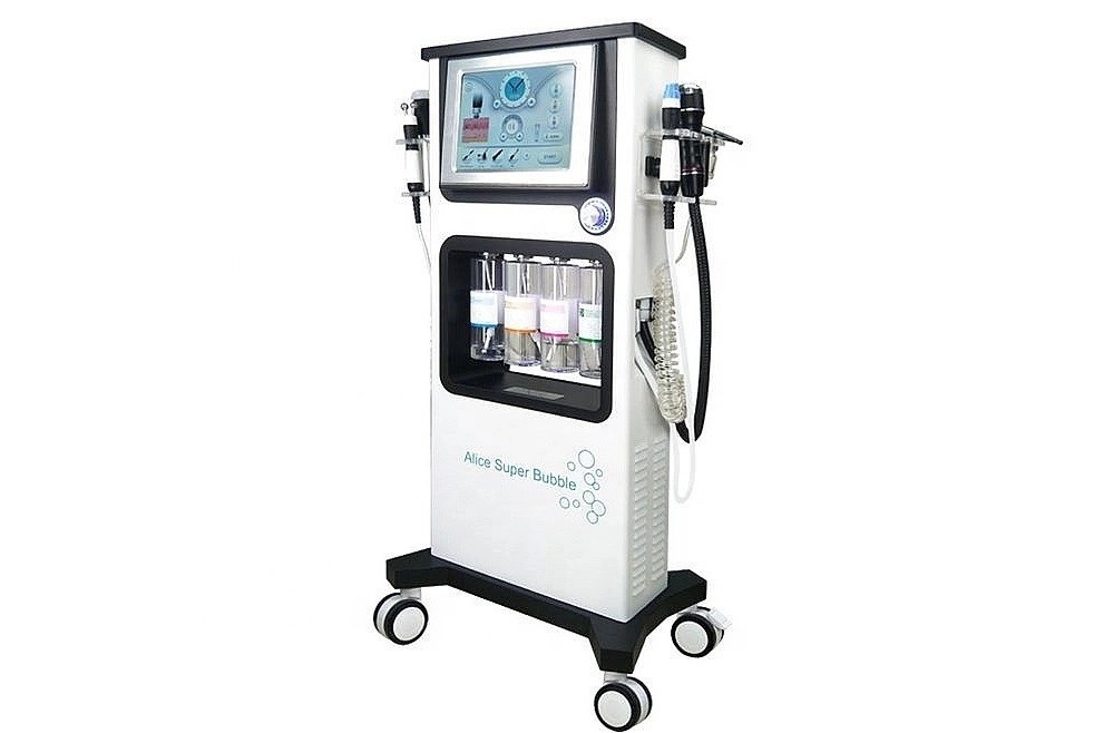 Oxygene CO2 Bubble Facial Skin Care Machine Tri Polar Radio Frequency RF Hydro Facial Skin Tone Brighte Beauty Device