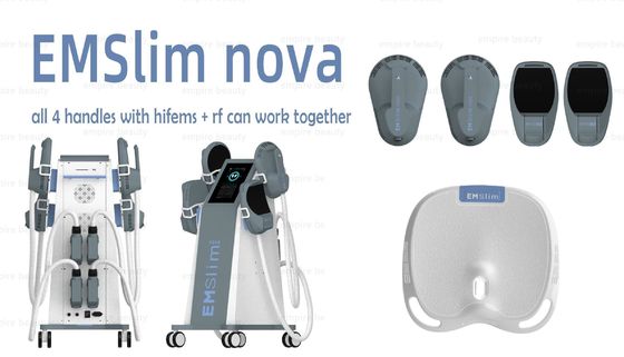 EMS Muscle Sculpt 4 Handles Vertical Emslim Nova Non-Invasive Fat Reduction And Muscle Growth Procedure For Abdomen Buttocks Thighs Arms Calves